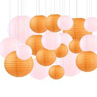 20 Pcs โคมไฟกระดาษ Assorted 6 "8" 10 "12" กระดาษจีน Lampion Light สีชมพูสีส้ม Lanterne Papier สำหรับงานแต่งงานหน้าแรกตกแต่ง *