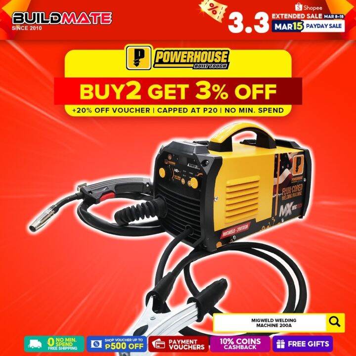 POWERHOUSE USA MIGWELD 200TECH Gasless MIG Inverter Flux Cored Welding