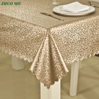 Luxury waterproof anti-hot oil table cloth Jacquard printed flower tablecloth pattern checked Rectangular Round table cloth