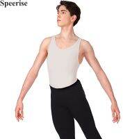 Men  39;s Gym Suit Professional Dancewear Clothes Elastic Warmup Biketard Overalls Nylon Spandex Sleeveless Leotard Ballet Bodysuits