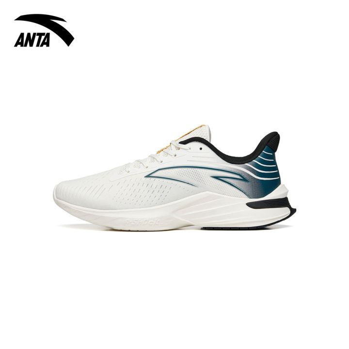 ANTA Men A-Shock Stinger Running Shoes - Ivory White/Black/swag Green ...