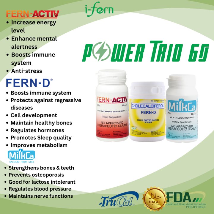 Fern Trio FERN D 60s softgels FERN ACTIV 60s and MILKCA 60s capsules