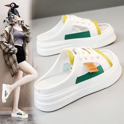 【July】 Fashionable outerwear slippers 2023 summer new casual all-match womens shoes one word shit feeling thick bottom non-slip sandals