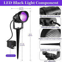 แสงสีดำ12W IP66 UV ไฟ Led สีม่วงพร้อมปลั๊ก US Blacklight สำหรับไฟเวที Glow Party Room Fluorescent