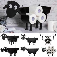 Metal Iron Cute Animal Shape Toilet Paper Roll Holder Free Standing/Wall Mounted Bathroom Toilet Roll Tissue Paper Storage Stand