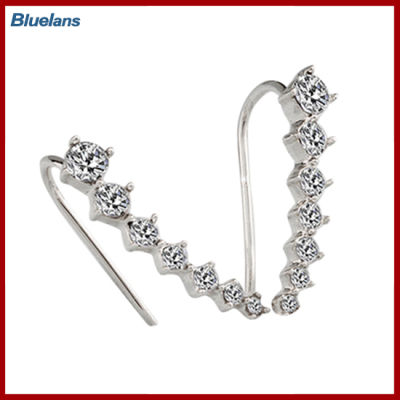 Bluelans®  คอลเลกชันแฟชั่นของผู้หญิง Rhinestone Zircon Earrings หูตะขอคลิปต่างหูสตั๊ดเครื่องประดับ