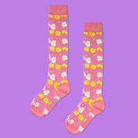 Knee Socks -- Pink Garden