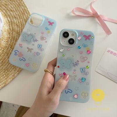 For เคสไอโฟน 14 Pro Max [Mini Heart Flower Butterfly] เคส Phone Case For iPhone 14 Pro Max Plus 13 12 11 For เคสไอโฟน11 Ins Korean Style Retro Classic Couple Shockproof Protective TPU Cover Shell