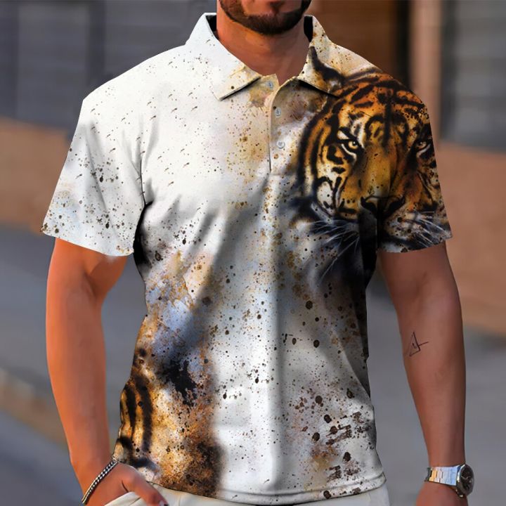 animal-polo-shirt-ferocious-tiger-3d-printing-summer-short-sleeve-top-fashion-streetwear-breathable-oversized-man-clothing