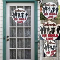 Horror Welcome Sign Horror Welcome Sign for Front Door Halloween Wreath Decoration Holiday Doorplate