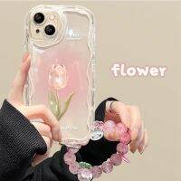 เคสโทรศัพท์ลายดอกไม้แฟชั่นลายการ์ตูนน่ารักพร้อมสายรัดข้อมือนิ่มป้องกันการกระแทกสำหรับ Apple Iphone 7 Plus 8 Plus 6S Plus XR XS Max X Iphone 15 Plus 3D