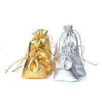 hot【DT】 100pcs 5x7 7x9 9x12cm 11x16cm Drawstring Metallic Foil Organza Pouches Wedding Favour Gifts