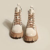 top●ONEZEN Women Fashion Mid-Tube Boots Autumn Winter Plush Boots British Style Short Boots 2022 New Brand Designer Boots