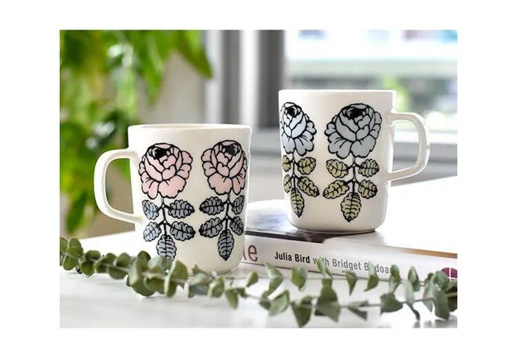 Anshe Cốc Mug Hoa Hồng Marimekko Vihkiruusu Cốc Tay Cầm Cốc Cà Phê |  