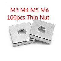 [DE69] 100Pcs Nut M3 M4 M5 M6คาร์บอนเหล็กชุบสังกะสีชุบสังกะสีบาง GB39 DIN 562 Quadrangle Block ใช้งานร่วมกับ Prusa MK3