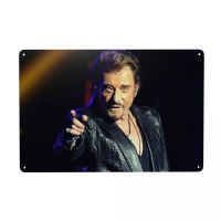 วินเทจจอห์นนี่ Hallyday โลหะดีบุกโลโก้สี่เหลี่ยมที่กำหนดเองฝรั่งเศสร็อคโลโก้ Plaque ประตูการ์เด้นบาร์ผนังศิลปะตกแต่ง 20 * 30 ซม