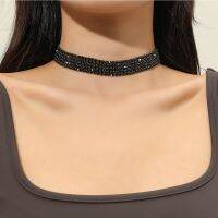 ❅ Black Crystal Chokers Necklaces Women Black Chain Necklace Ladies - New Necklaces - Aliexpress