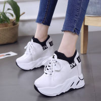 Womens Vulcanized Sneakers 2020 Breathable PU Leather Shoes Women Platform Height Increased Shoes 12 CM Thick Sole White Shoes