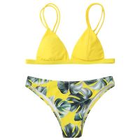 Bikini Maillot Cami y De Bathing Suit Leaf Swimwear Set Print Bain