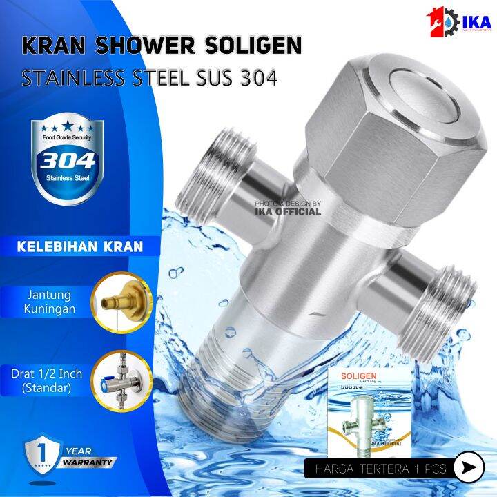 Stop Kran Kloset 2 Cabang Double Stainless Jet Shower Soligen Sus304