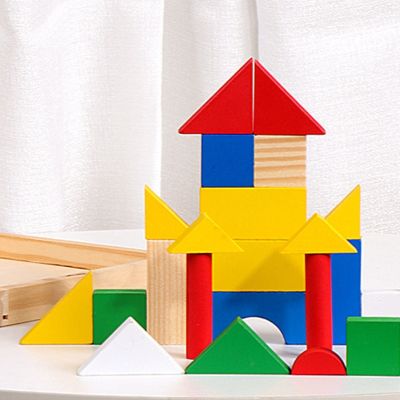 Mini Wooden Building Blocks Educational Toys For Children Colorful Wood Assembled Puzzle Baby Intelligence Development Toy Gift