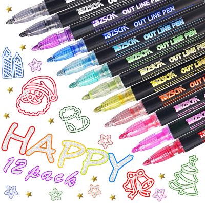 812 Colors Double Line Outline Pens Writing Drawing Pens Markers Pens for Birthday Greeting CardScrapbookingPainting