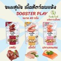 DGO ขนมสุนัข  Dogster Play ขนาด 40 กรัม 1ซอง เนื้อสัตว์สำหรับสุนัข ( มี 3 สูตรให้เลือก ) ขนมหมา  อาหารสุนัข