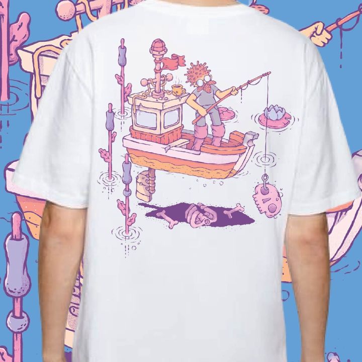 พร้อมส่งเสื้อเฮีย-เสื้อ-fishing-ผ้าcotton-100-มีสองสี-ทั้งทรงปกติและ-oversize-cotton-t-shirt