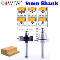 2PC 8mm Shank 1/2－ความสูงพร้อมตลับลูกปืน 6 ตัว Rabbet Router Bit Bearing Set－CHWJW