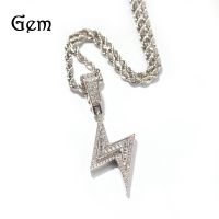 [Free ship] Hip-hop trendy male zircon lightning pendant mixed inlaid square and round boutique hip-hop cross-border exclusive supply