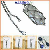 HESONG สีเงินสี สร้อยคอกรงยึดคริสตัล ทองแดงทองแดง สามารถเปลี่ยนได้ สร้อยคอใส่หิน คอเล็กชั่น จักระ สร้อยคอโซ่โซ่ ผู้หญิงผู้ชาย