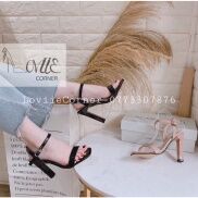 SANDAL CAO GÓT LOVIIECORNER - GIÀY ĐẾ VUÔNG QUAI MẢNH 9 PHÂN DA MỀM