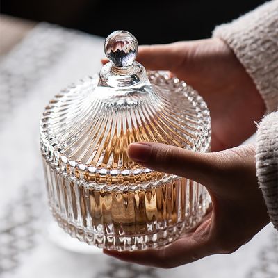 Crystal Glass Candy Cup Creative Living Room Candy Jar Dried Fruit Plate Sugar Bowl Fruit Bowl with Lid Fruit Cup Jewelry Box