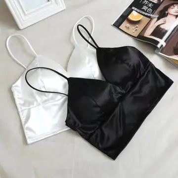 Shop Nakusu Women Threaded Sexy Bra Silk V-neck Bralette Crop Top