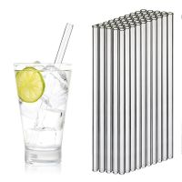 50pcs 8*200mm Eco-friendly Glass Straws for Smoothies Cocktails Drinking Straws Reusable Straws Drinkware Accessories Barware Barware