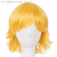 Cosplay Wig Fei-Show Synthetic Heat Resistant Short Wavy Hair Costume Cosplay Halloween Carnival Events Party Yellow Hairpiece [ Hot sell ] Decoration Center