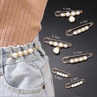 Waistband change artifact female pearl pin waist mouth exposed fixed clothes jeans accept