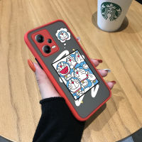 เคสโทรศัพท์พร้อมใช้งานสำหรับ Xiaomi Redmi Note 12 5G Xiaomi Poco X5 5G เคสโทรศัพท์ดีไซน์การ์ตูนน่ารักลายขอบด้านข้างแมวอ้วนน่ารักเคสแข็งมีน้ำค้างแข็งโปร่งใสเด็กหญิงเด็กชายเคสป้องกันกล้องคลุมทั้งหมดกันกระแทก