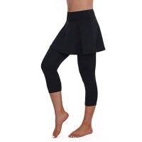 【YD】 3/4 Shockproof Leggings Tennis Skirted Seamless Elastic Capris Skirts Штаны Для Женщин  YJ