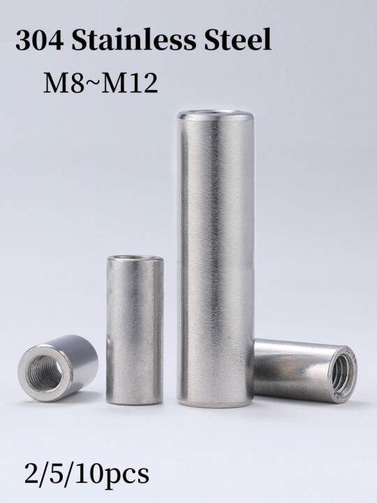 2/5/10pcs M8 M10 M12 304 Stainless Steel Lengthen Round Coupling Nut