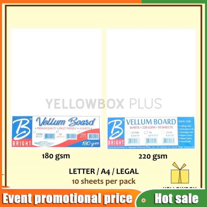 10pcs Vellum Board A4 letter Long size Paper 180 gsm 220 Lazada PH