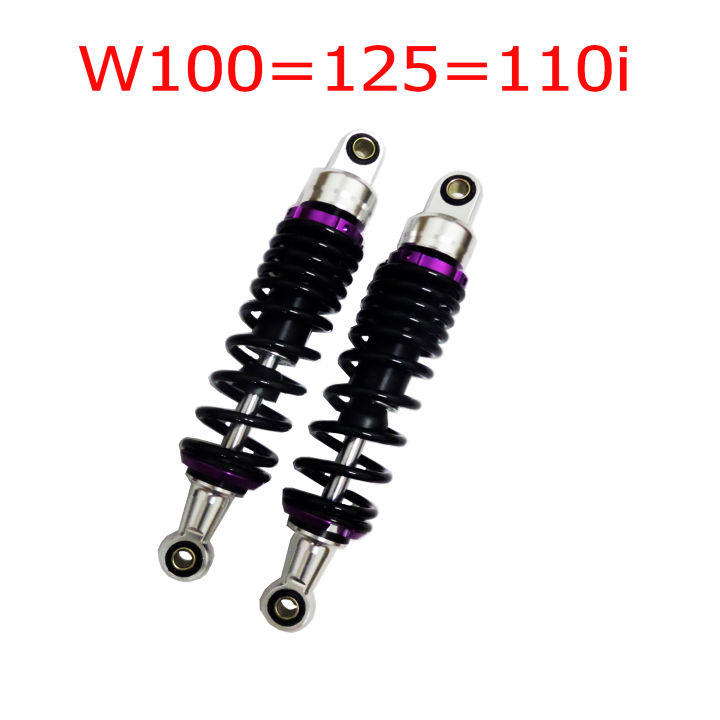 SALE โช๊คหลังแต่งมอเตอร์ไซด์ทรงโหลดงาน CNC แท้ SPL สำหรับW100=125=125i=110i=DREAM SUPERCUP=SMASH(สปริงดำ+แป้นม่วง)ยาว 295 mm