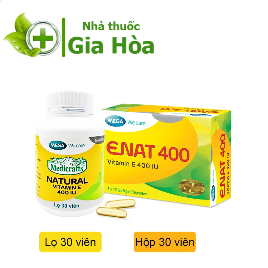 Medicrafts Natural Vitamin E 400IU/ Enat 400 (Mega We Care) - Viên uống bổ  sung Vit E cho da đẹp tự nhiên, chống lão hóa 