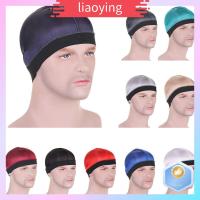 LIAOYING อีลาสติก หมวก durag ผู้ชาย โพลีเอสเตอร์ หมวก durag หลากสี ของใหม่ หมวกลายคลื่น สำหรับผู้ชาย