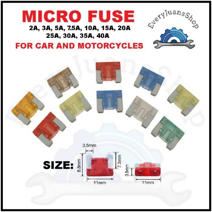 Car Fuse Motorcycle Fuse Micro Blade Type Auto Fuse 2A 3A 5A 7.5A