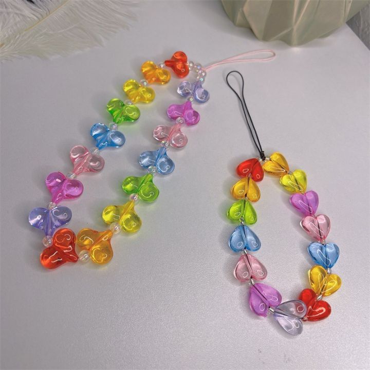 2021-new-colorful-sweet-cute-transparent-heart-beaded-long-mobile-phone-chain-for-women-girls-trend-party-jewelry-accessories