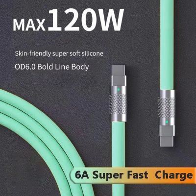 Tkey 120W Super Fast Charging Cable PD Tyep C Liquid Silicone Cable 1M Quick Usb C to TO Type C Charger Cable Phone Data Wire Cables  Converters