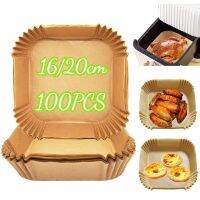 ☄◊ 25/50/100Pcs Air Fryer Disposable Parchment Paper Liner Oil-proof Paper Tray Non-Stick Baking Mat Air Fryer Accessories Square