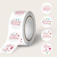 500pcs Round Happy Birthday Stickers Roll for Gift Wrapping  Baby Shower  Party Decorative  Envelope Seals Stationery Stickers Stickers Labels