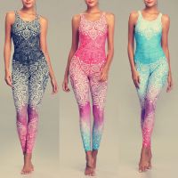 LI FI Mandala Print Yoga Set Fitness Women Sports Running Suit Gym Wear Halter Vest Workout Elastic Quick Dry Yoga Sets